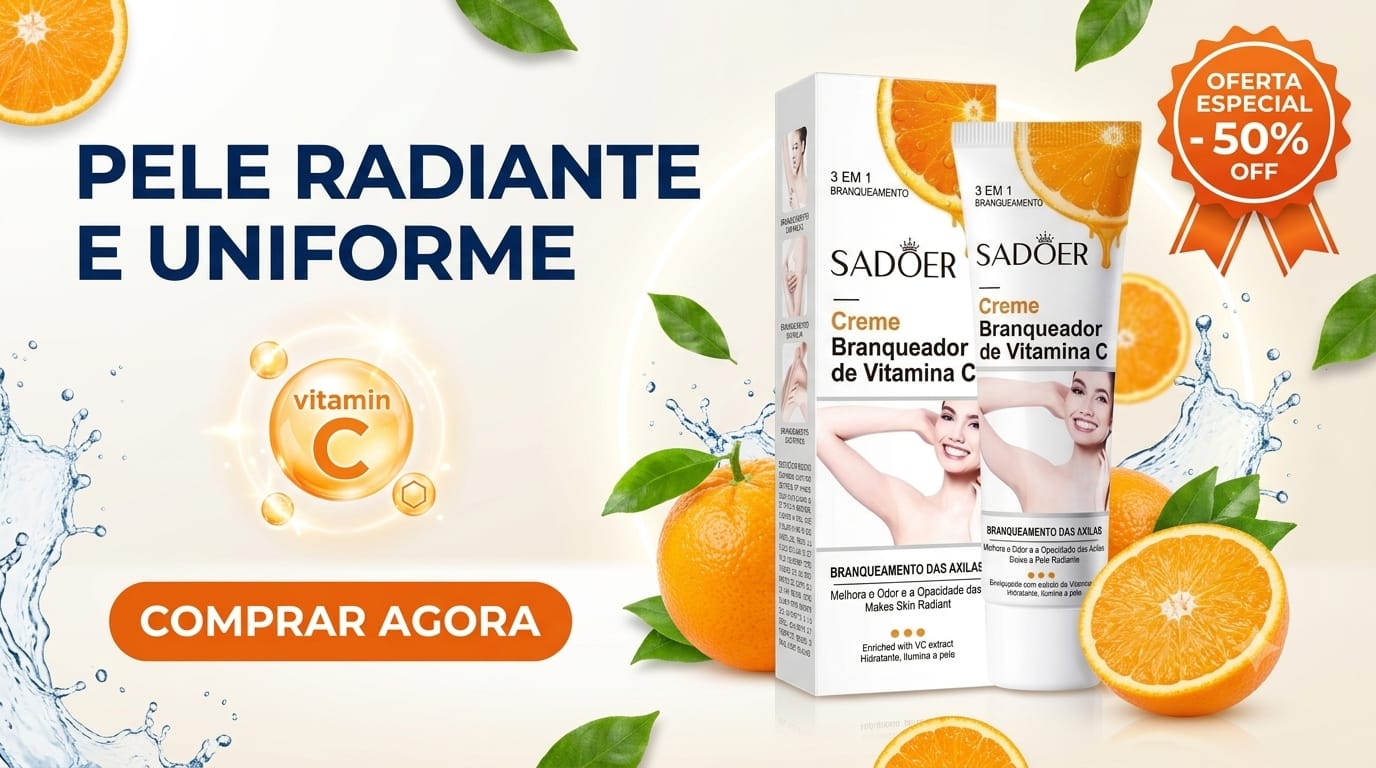 Banner promocional: pele radiante e uniforme com oferta especial de 50% off